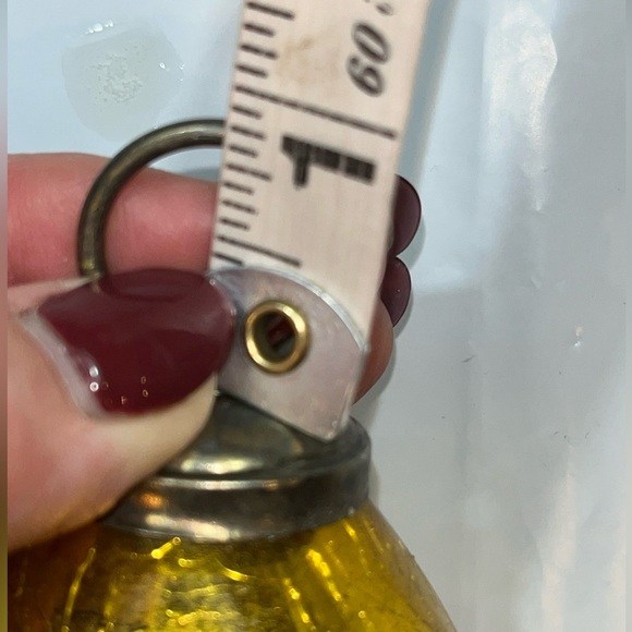 GOLD Bulb Ornament Mercury Glass crackled shiny Long vintage metal loop top Xmas - Picture 8 of 16